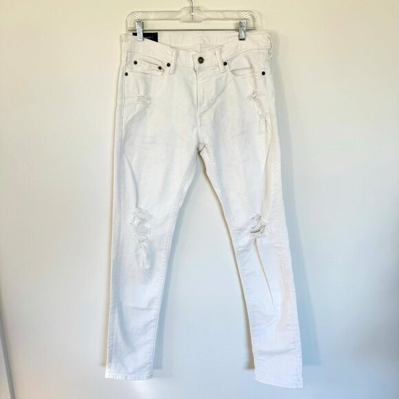 Abercrombie Skinny White Distressed Jeans Felix Stretch 32x34 - Picture 1 of 11